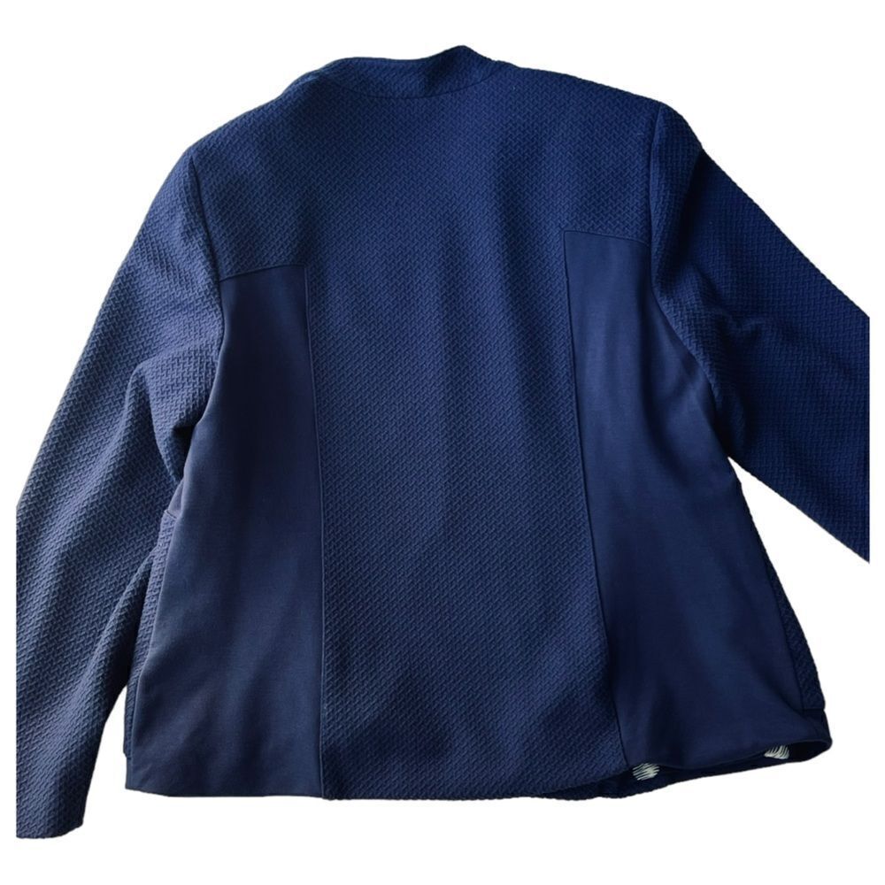 Chico’s Blue Textured Knit Zip Up Lined Jacket Size 2 (women’s 12/14) - Picture 4 of 11